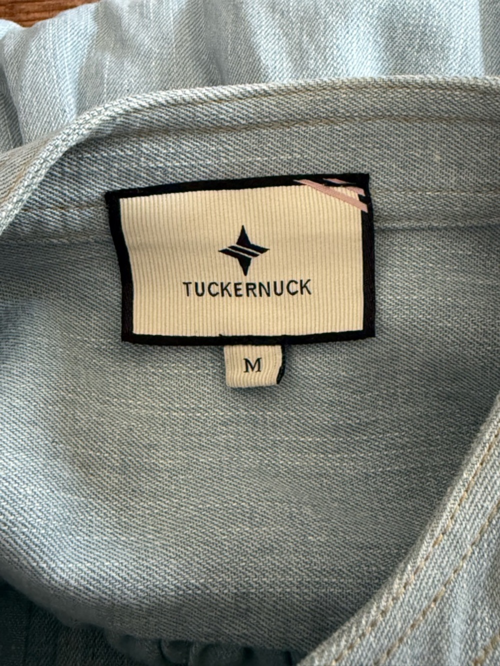 Tuckernuck Crosby Chambray Dress Button Front Tie Waist Pockets Light Blue - Picture 13 of 15